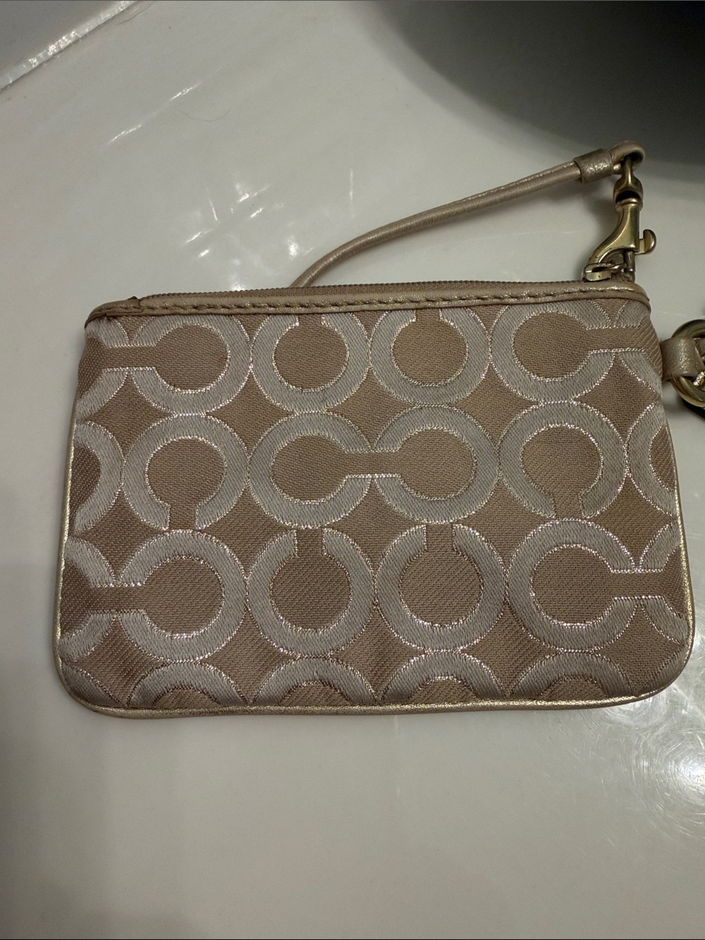 Coach Champagne Signature Wristlet with Gold Hardware - Picture 5 of 8